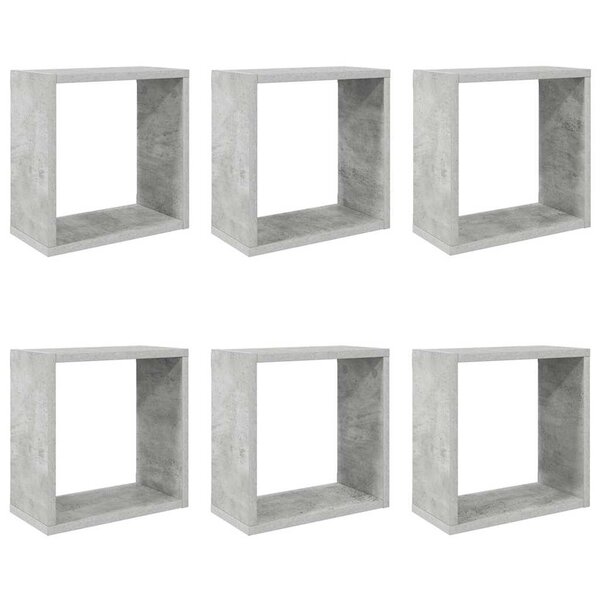 vidaXL Étagères cube murales 6 Pièces Gris béton 30x15x30 cm