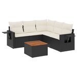 vidaXL Salon de jardin 6 Pièces avec coussins noir résine tressée
