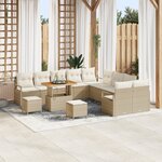 Ensemble de canapé de jardin vidaXL 13 pièces avec coussins beige rotin synthétique