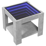 vidaXL Table basse avec LED gris béton 53x53x45 cm bois d'ingénierie