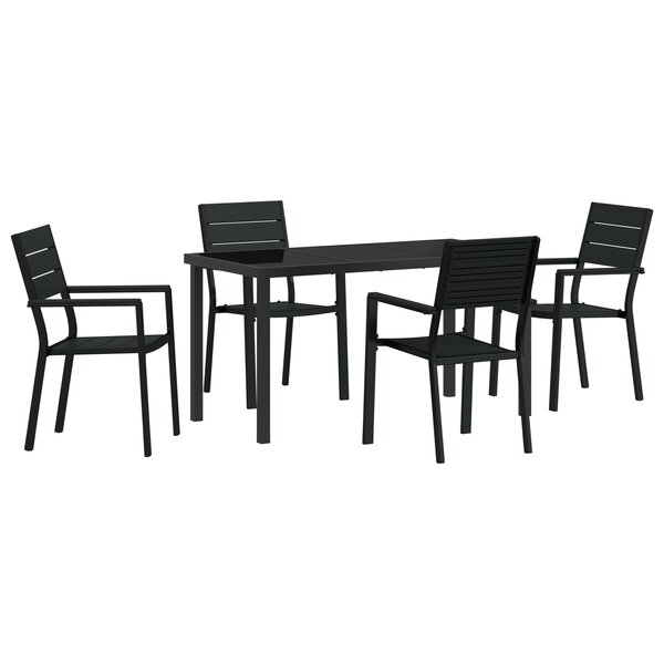 vidaXL Ensemble de Salle à Manger de Jardin 5 Pièces Noir HDPE
