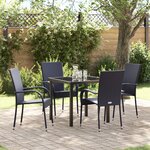 vidaXL Ensemble de salle à manger de jardin 5 pièces Noir Rattan PE