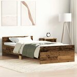 vidaXL Cadre de lit sans matelas vieux bois 100x200 cm bois ingénierie