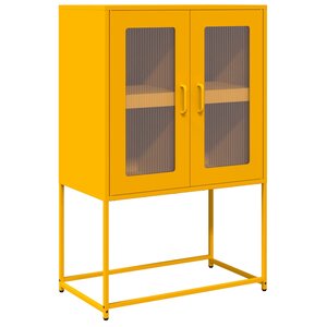 vidaXL Buffet haut jaune moutarde 68x39x107 cm acier