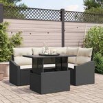 vidaXL Ensemble de canapé de jardin avec coussin 5 Pièces Noir et crème