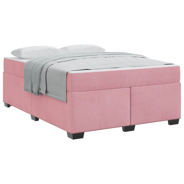 vidaXL Cadre de lit avec matelas Rose 160 x 200 cm tissu