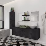 vidaXL Mobilier de salle de bain avec lavabo 9 Pièces Noir