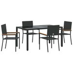 vidaXL Ensemble de salle à manger pour jardin 5 Pièces Noir