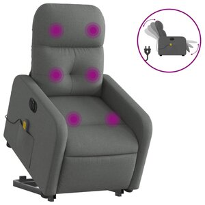 vidaXL Fauteuil inclinable de massage électrique Gris foncé Tissu