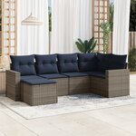vidaXL Salon de jardin 6 Pièces avec coussins gris résine tressée