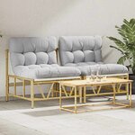 vidaXL Chaise de jardin 2 Pièces Gris clair 75 x 75 x 71 cm Acier