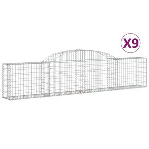 vidaXL Paniers à gabions arqués 9 Pièces 300x30x60/80 cm Fer galvanisé