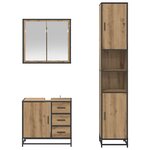 vidaXL Ensemble de mobilier de salle de bain 3 Pièces Chêne artisanal