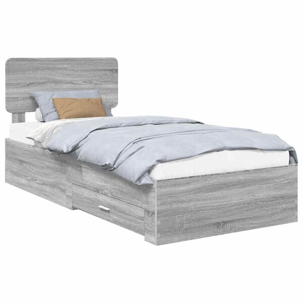 vidaXL Cadre de lit Gris Sonoma 90 x 190 cm Bois d'ingénierie