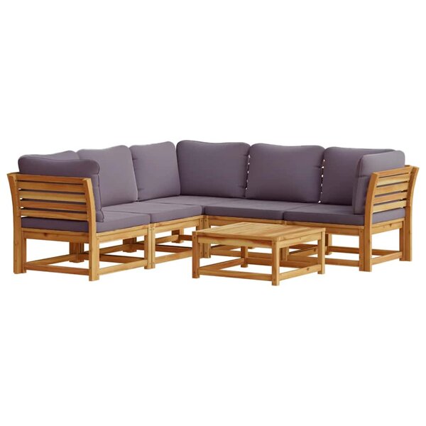 vidaXL Salon de jardin 6 Pièces avec coussins bois d'acacia solide