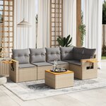 vidaXL Salon de jardin avec coussins 6 Pièces beige résine tressée