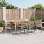 vidaXL Ensemble à manger de jardin 9 Pièces coussins gris résine tressée