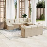 vidaXL Salon de jardin 11 Pièces avec coussins beige résine tressée