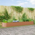 vidaXL Lit de Jardin Surélevé Brun avec Aspect Bois 400x80x44 cm en Acier