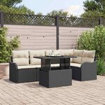 vidaXL Ensemble de canapé de jardin 6 Pièces Noir 100 x 55 x 73 cm