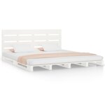 vidaXL Cadre de lit Blanc 180x200 cm Bois de pin massif Super King