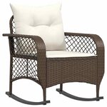 vidaXL Chaise à bascule de jardin avec coussins marron résine tressée