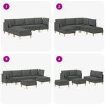 vidaXL Canapé modulaire avec rangement 6 Pièces Gris foncé Tissu