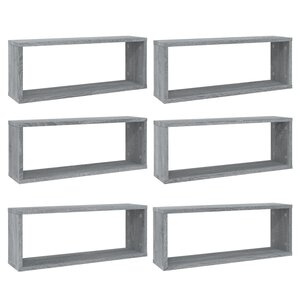 vidaXL Étagères murales cube 6 Pièces Sonoma gris 60x15x23 cm Bois