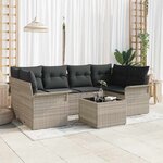 vidaXL Ensemble de canapé de jardin 7 Pièces Gris clair Poly rotin