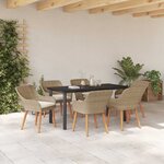 vidaXL Ensemble de salle à manger pour jardin 7 Pièces Beige polyrotin