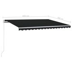 vidaXL Auvent automatique et capteur de vent et LED 4 5x3 m Anthracite
