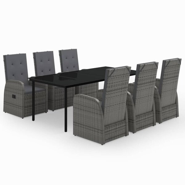 vidaXL Ensemble à manger de jardin avec coussins 7 Pièces Gris