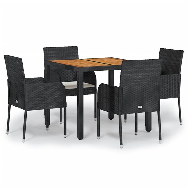 vidaXL Ensemble à manger de jardin coussins 5Pièces Noir Résine tressée