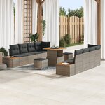 Ensemble de canapé de jardin 11 pièces avec coussins gris