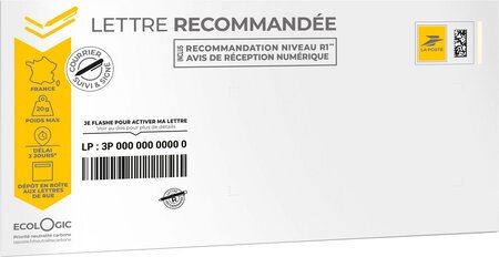 Prêt-à-Poster - Lettre Recommandée - 20g - Enveloppe à l'unité