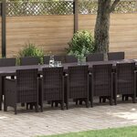 Ensemble de salle à manger de jardin de 17 pièces avec coussins en rotin poly marron