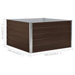 vidaXL Jardinière 100 x 100 x 45 cm Acier galvanisé Marron