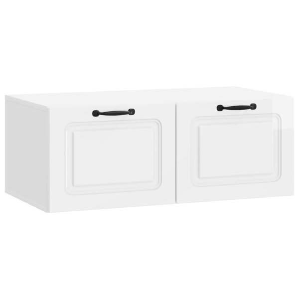 vidaXL Meuble TV mural Montage mural Blanc brillant 78 5 x 41 x 30 cm