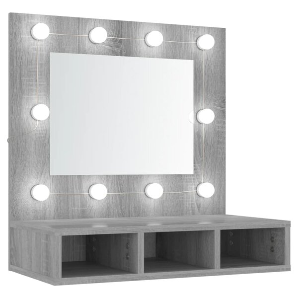 vidaXL Armoire à miroir avec LED Sonoma gris 60x31 5x62 cm