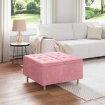 vidaXL Pouf de rangement avec coussin Rose 80 x 80 x 45 cm Velours