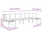 vidaXL Salon de jardin avec coussins 4 Pièces noir acier enduit de poudre
