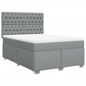 vidaXL Sommier à lattes de lit avec matelas Gris clair 140x200cm Tissu