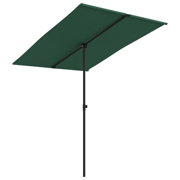 vidaXL Parasol de jardin avec mât en aluminium 2x1 5 m Vert