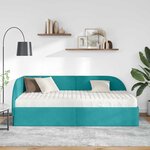 vidaXL Cadre de lit d'angle avec matelas 2 pc Turquoise 80 x 200 cm