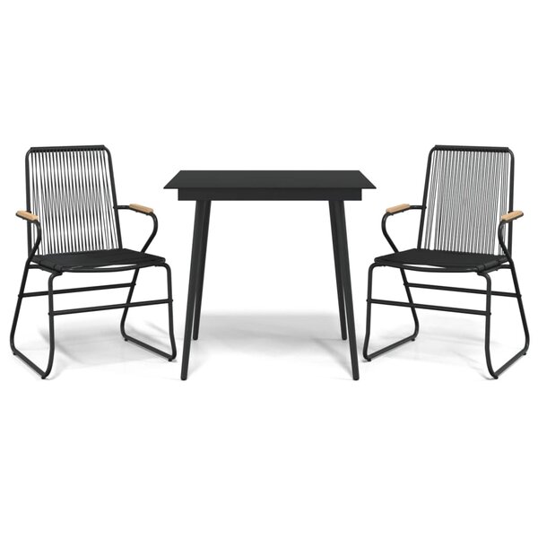 vidaXL Ensemble à manger de jardin 3 Pièces noir rotin PVC