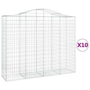 vidaXL Paniers à gabions arqués 10 Pièces 200x50x160/180 cm Fer galvanisé