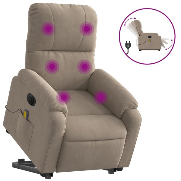 vidaXL Fauteuil inclinable de massage électrique taupe