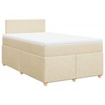 vidaXL Sommier à lattes de lit avec matelas Crème 120x200 cm Tissu