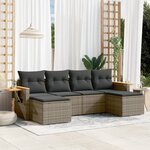 vidaXL Salon de jardin 6 Pièces avec coussins gris résine tressée