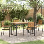 Ensemble de salle à manger de jardin 5 pièces vidaXL en poly rotin noir et acacia